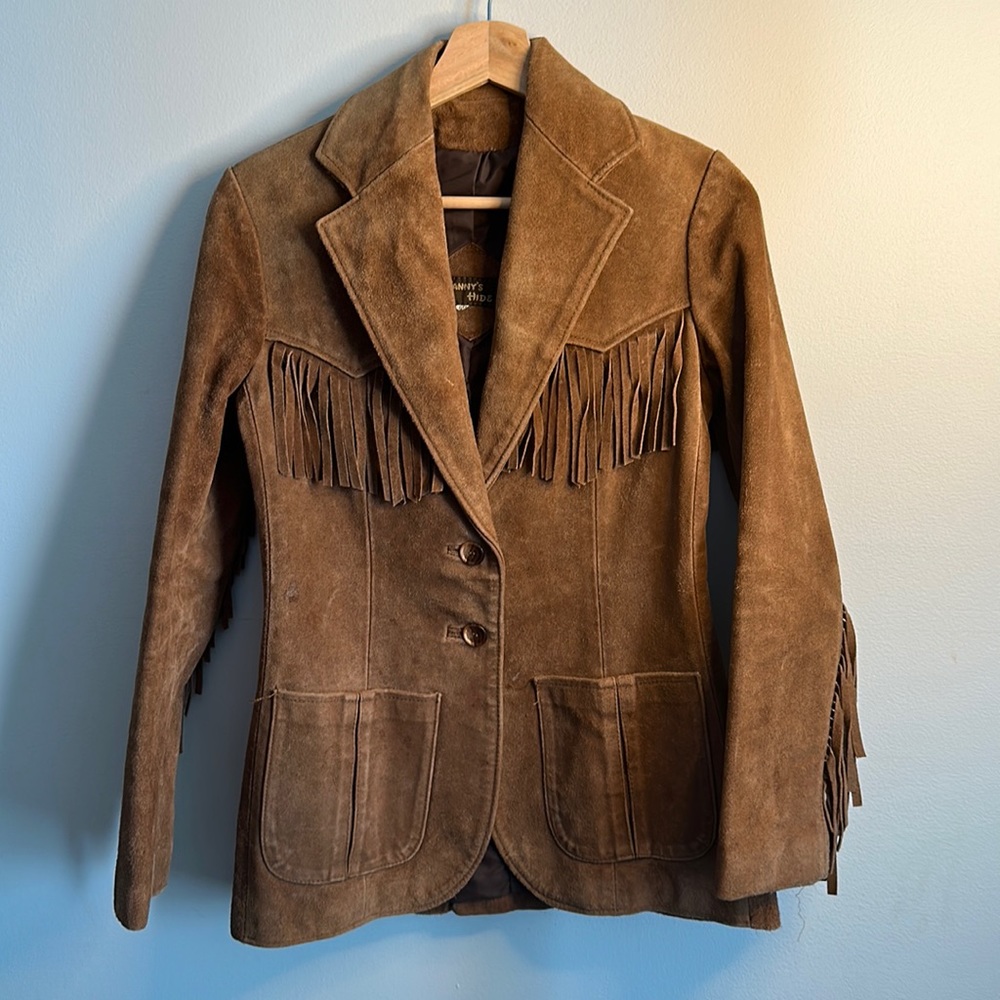 Vintage Brown Suede Fringed jacket. XS. by Fanny’s Hide